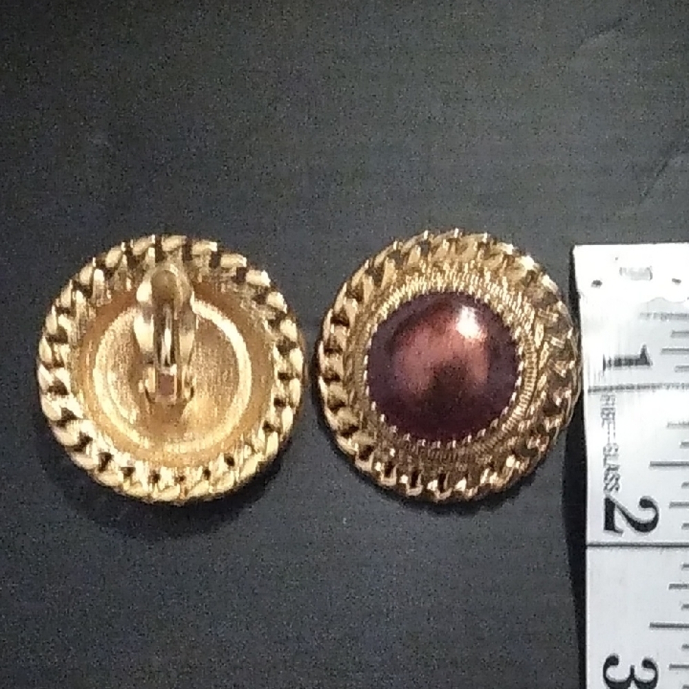 Elegant Gold and Purple Clip-On Earrings